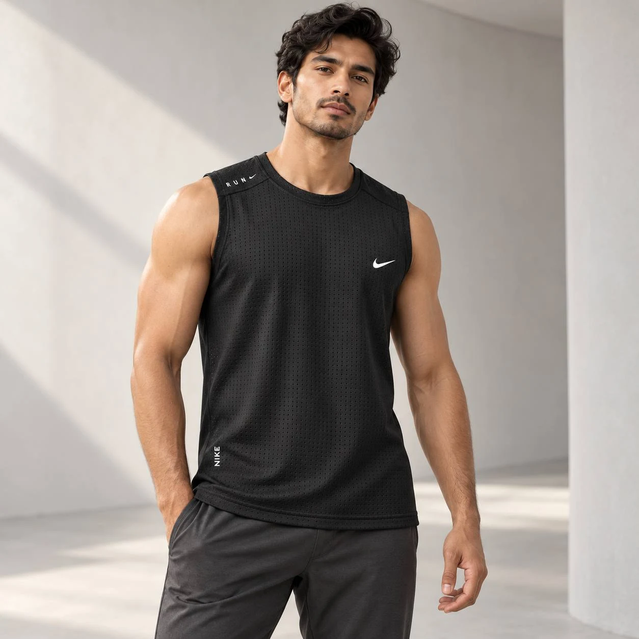 Men’s Mesh Sports Tank Top – Black