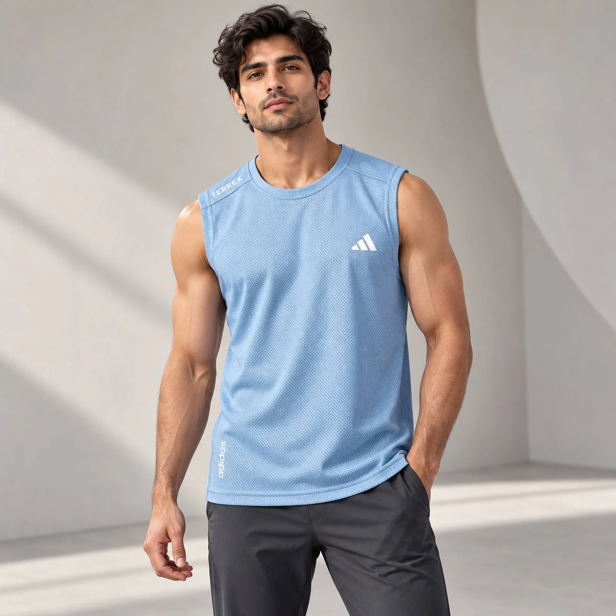 Men’s Mesh Sports Tank Top – Sky Blue