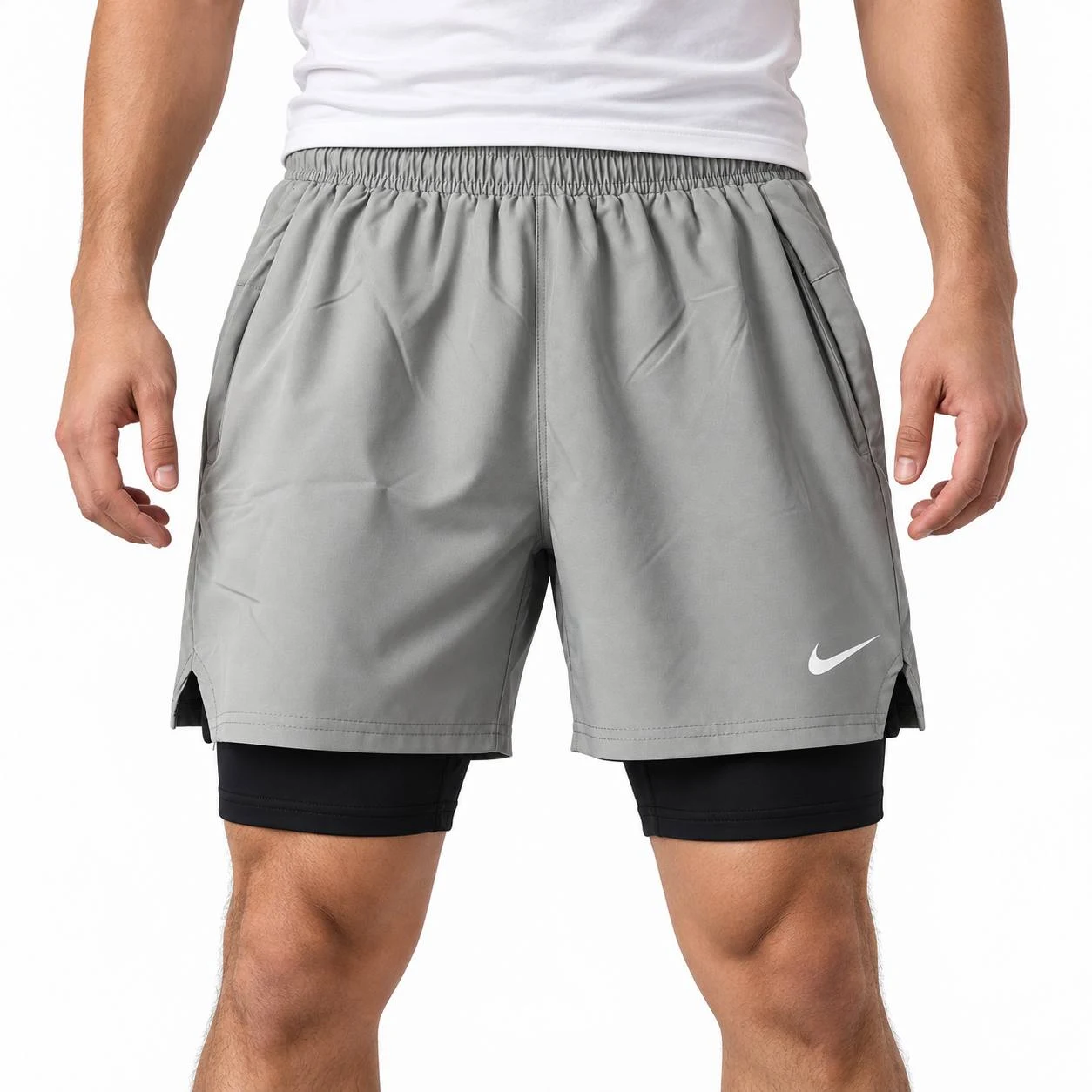 Men’s 2-in-1 Training Shorts – Grey/Black